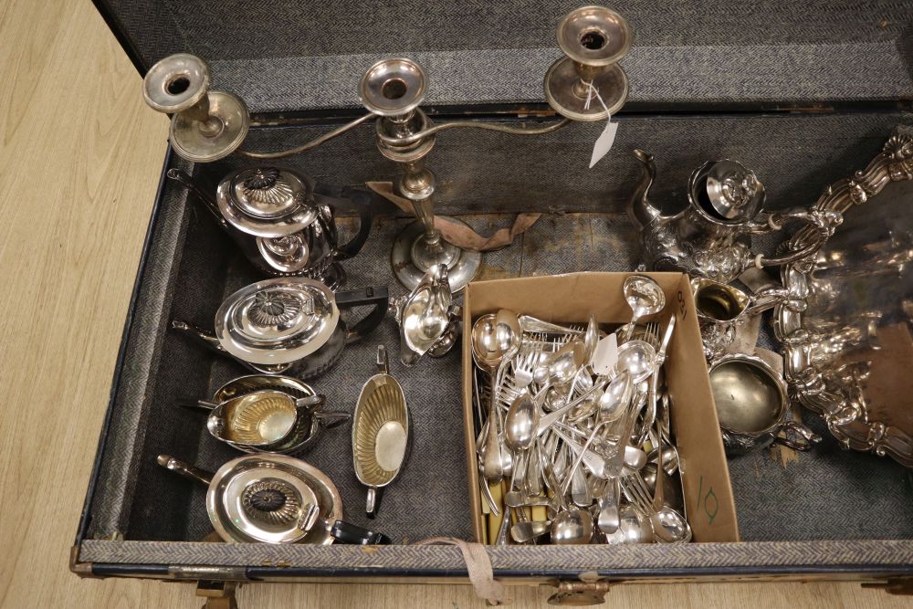 A quantity mixed cutlery and plated items